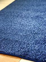 Пушистый круглый однотонный ковер Синий Меланж